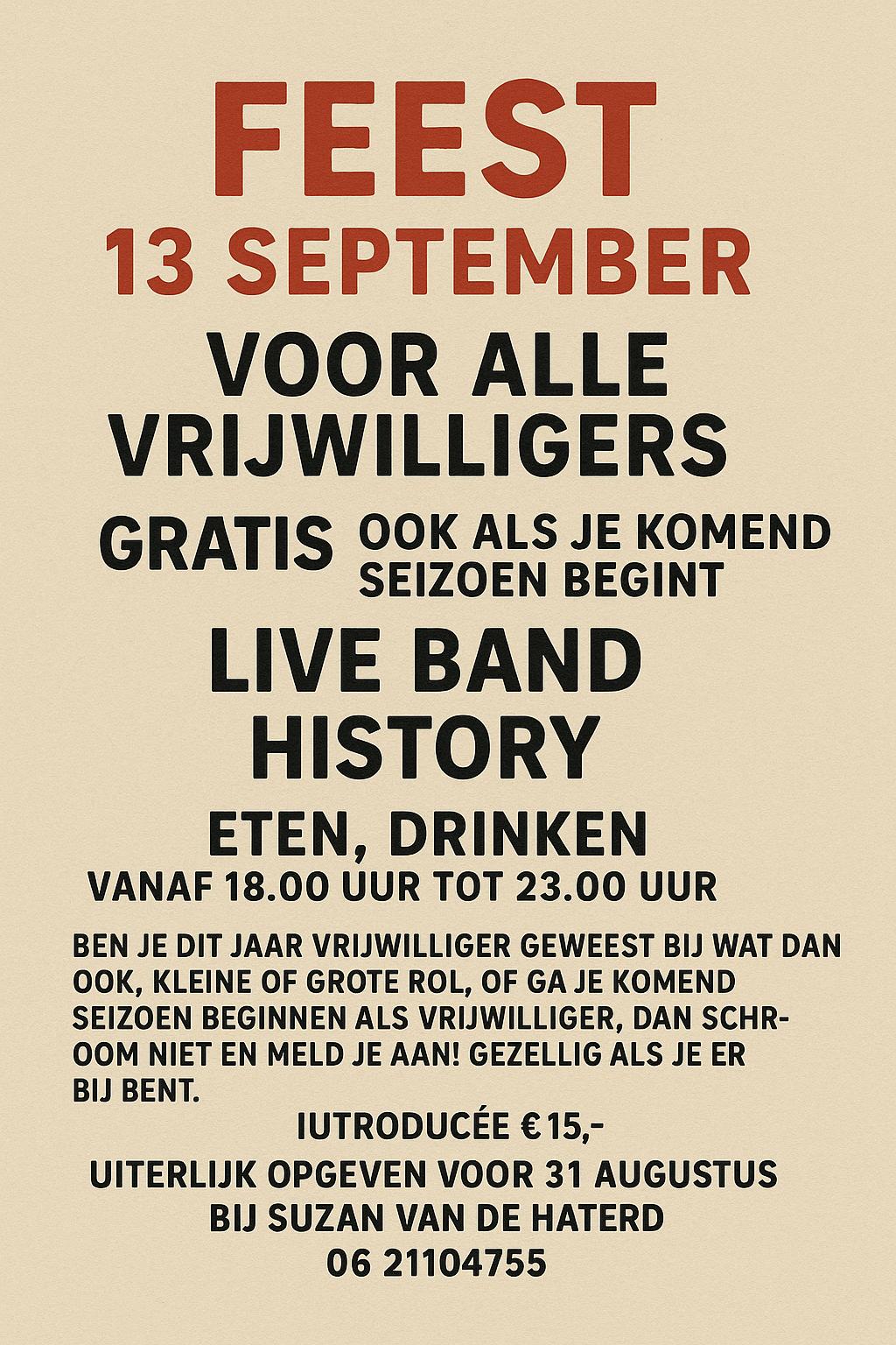 Laatste kans: Feest voor alle Vrijwilligers