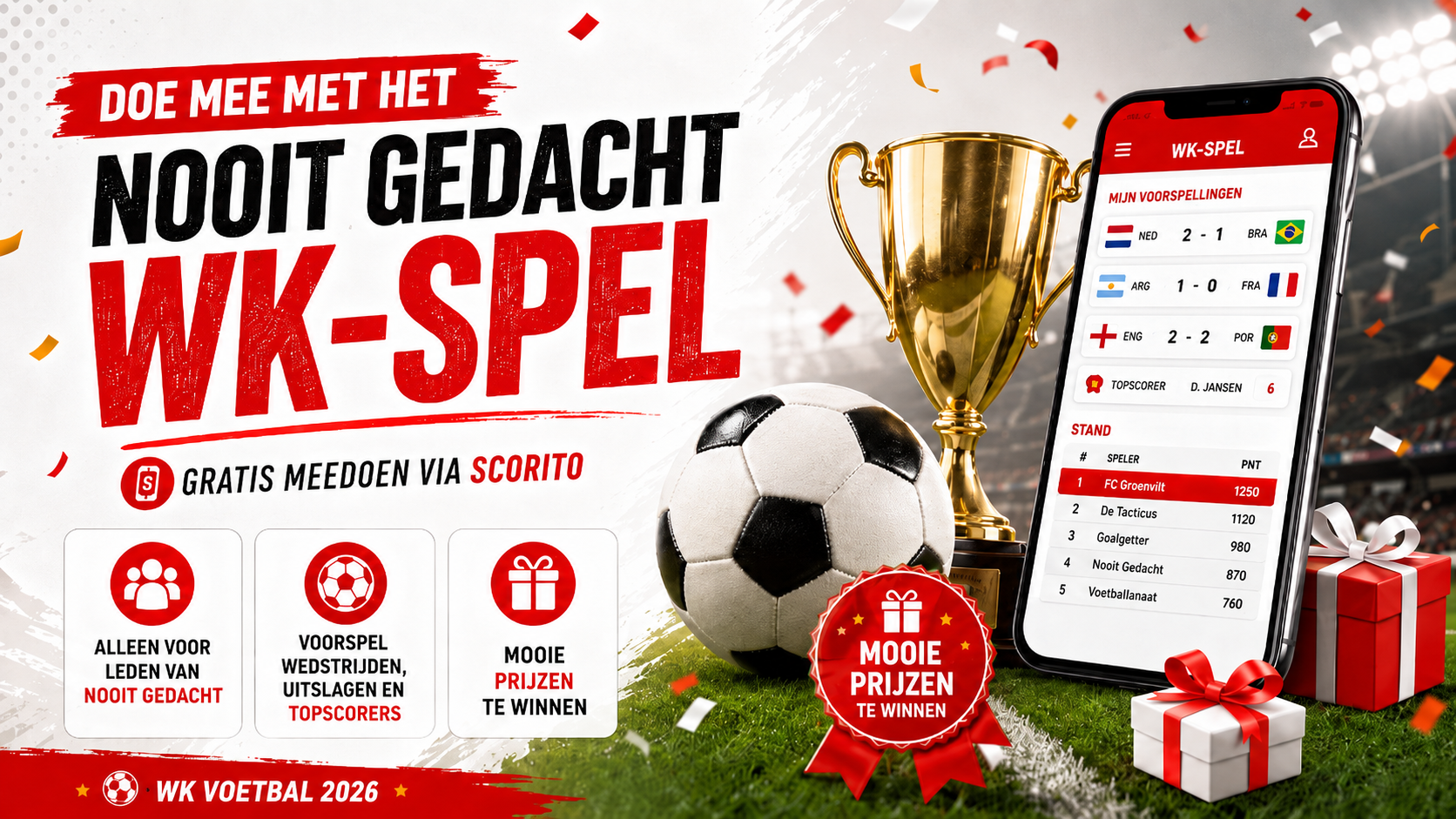 Doe mee met het Nooit Gedacht WK-spel via Scorito